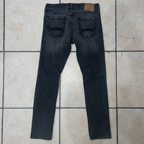 Hollister Mens Advance Stretch Ripped Black Distressed Skinny Jeans, 30x32 - Picture 8 of 8